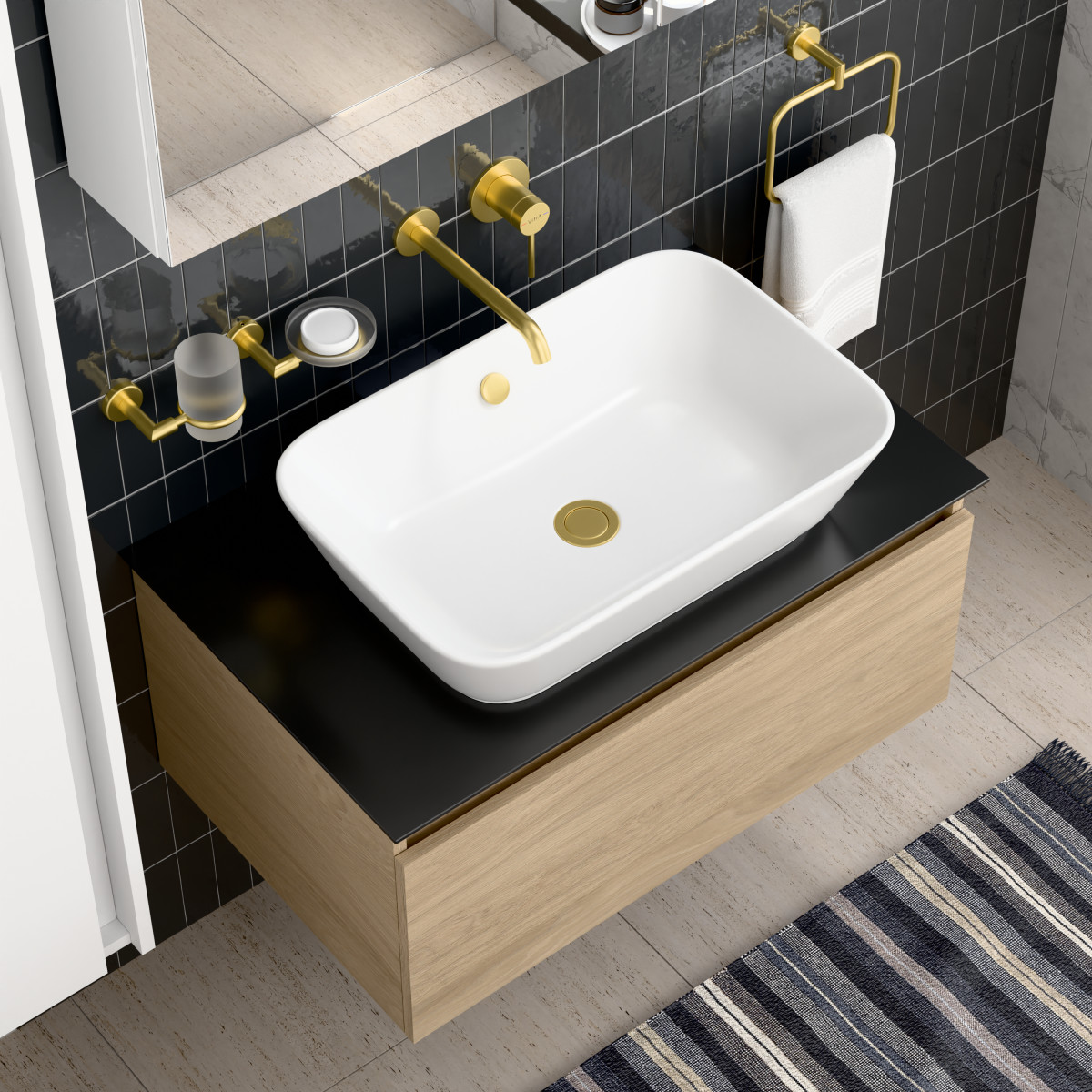 Встраиваемый смеситель для раковины VitrA Minimax Round A4354925EXP однорычажный брашированное золото латунь