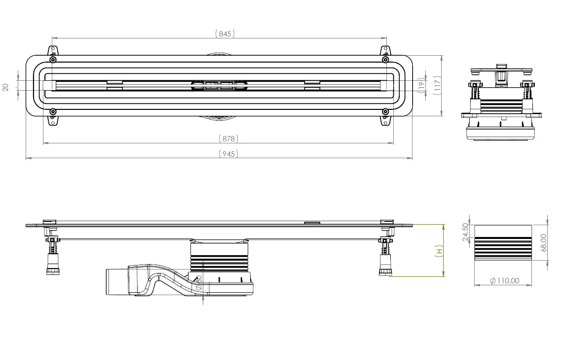 Душевой лоток Allen Brau Liberty 9.50002.SS 850 мм