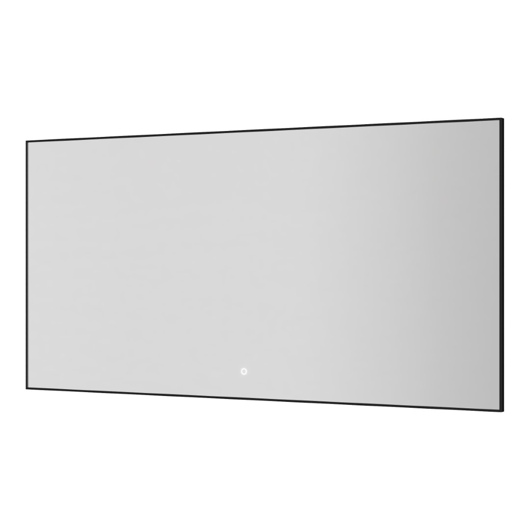 Прямоугольное зеркало , мет. рама, подсв., сенсор, антизапотевание, 140*70 black