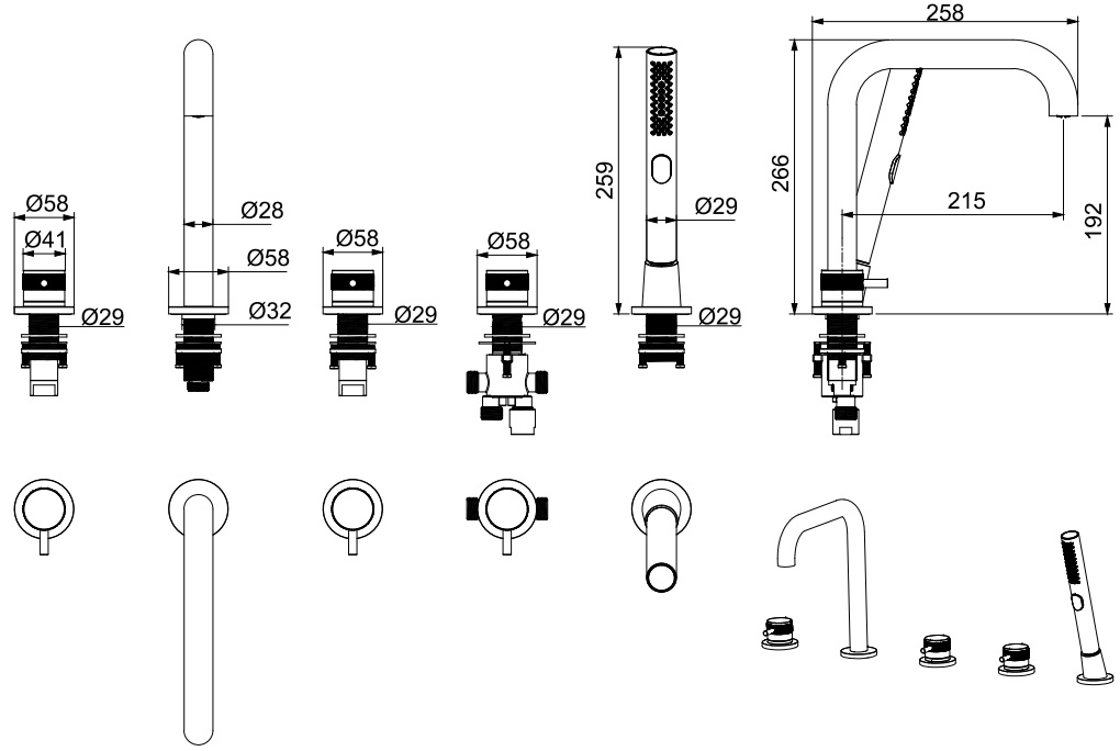 Смеситель на борт ванны allen brau priority 5.31007-mg (с внутренней частью) графит браш