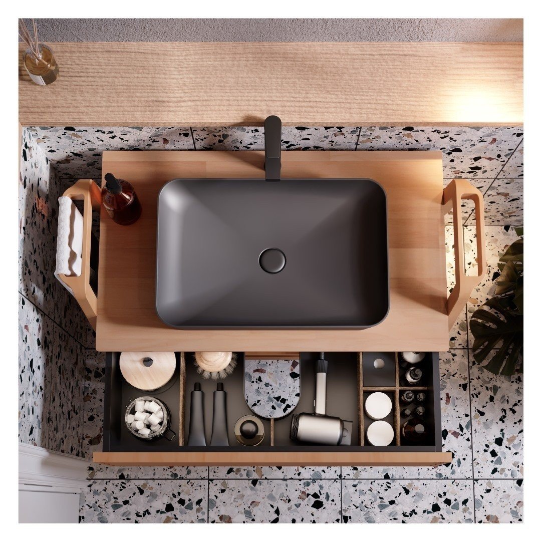 Creavit ultra ul060-00am00e-0000 раковина накладная 600*400 мм (антрацит матовый)