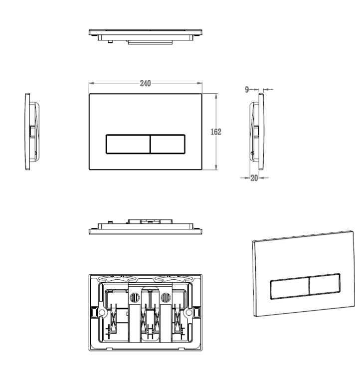 Кнопка смыва для инсталляции механическая wonzon & woghand, брашированное золото (ww-ib224-bg)