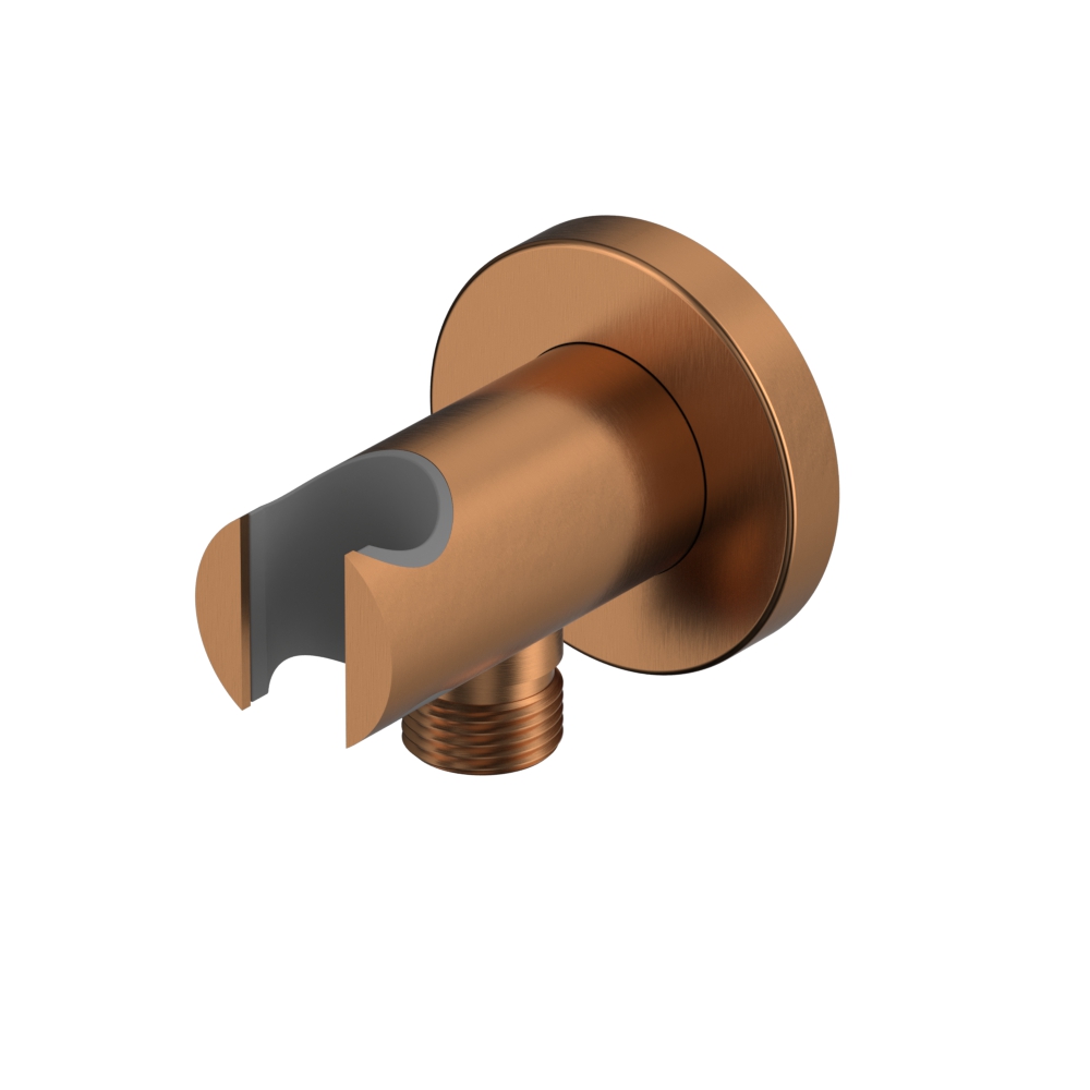 Угловой соединительный элемент с держателем лейки whitecross y1005cpb (брашированная медь)