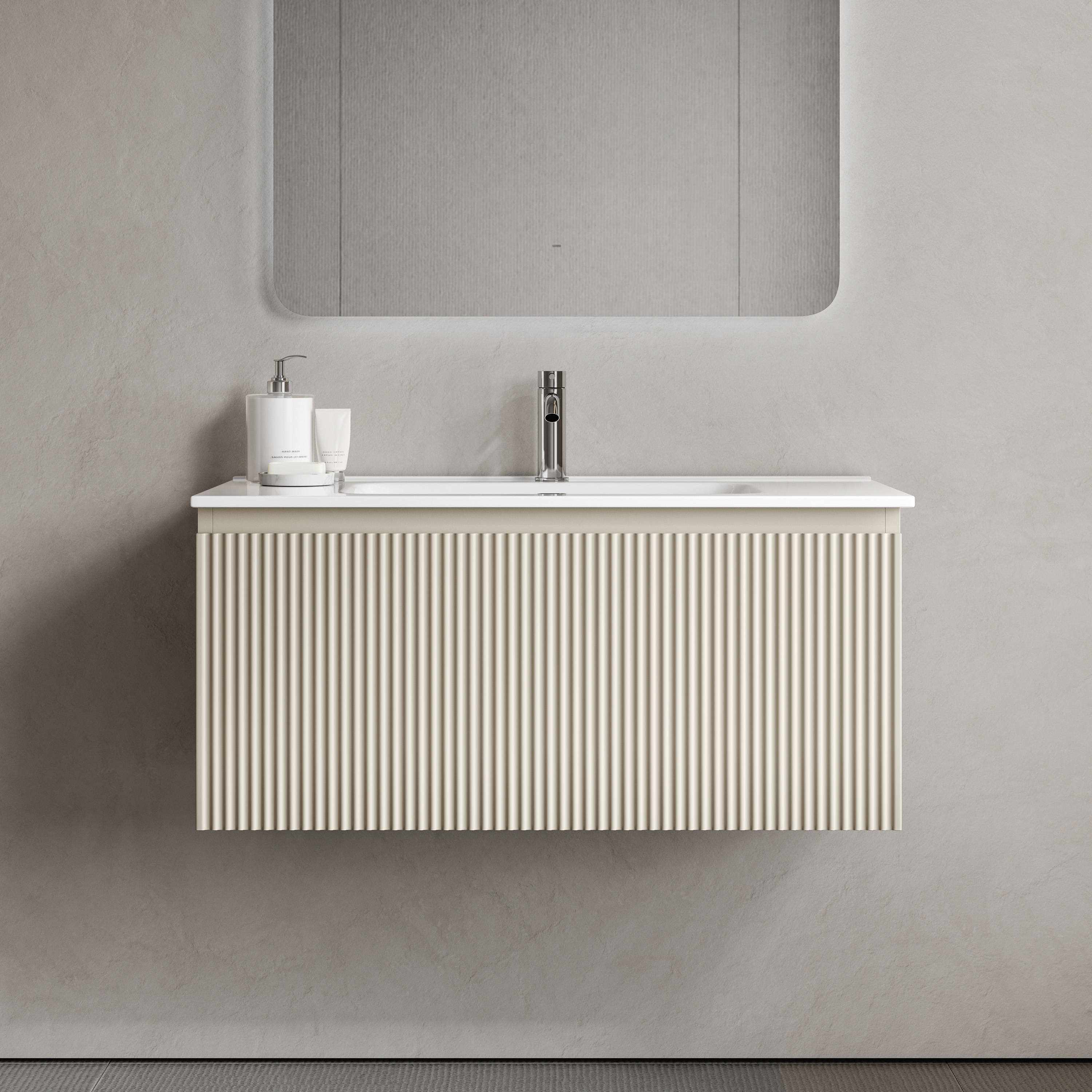 Тумба подвесная SANCOS Snob R 1.0 890х445х406, c одним ящиком оснащенным доводчиками, Beige Soft , арт.SNR1.090CE