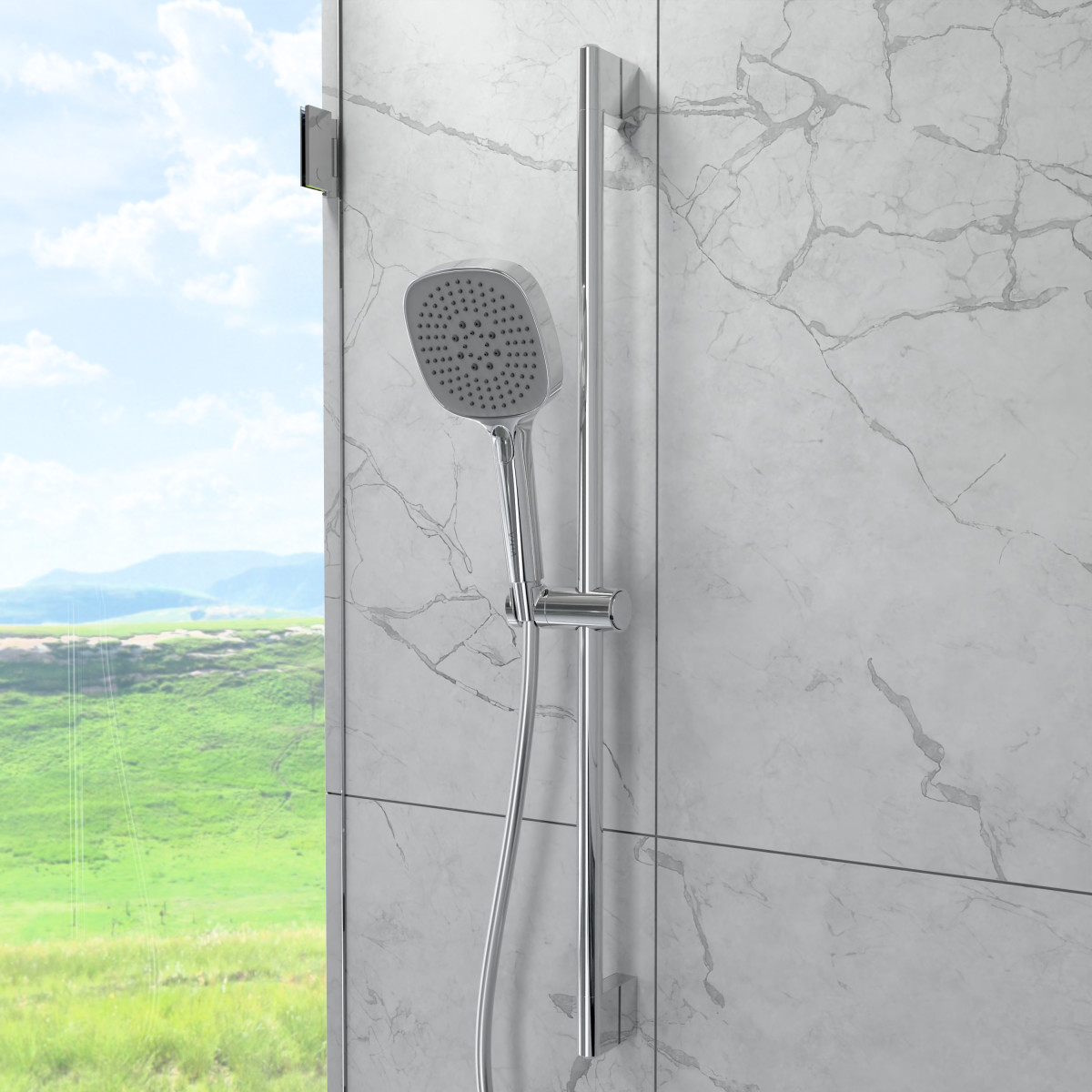 Душевая стойка VitrA Core Square A45917EXP с ручным душем без смесителя хром