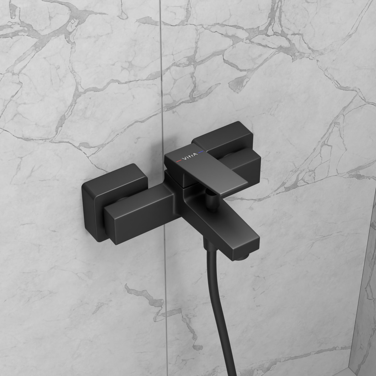 Настенный смеситель для ванны VitrA Minimax Square A4352036EXP однорычажный матовый черный латунь