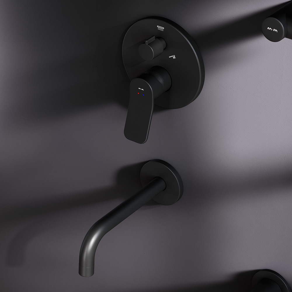 FB85A3RH32 X-Joy, набор: встроеный см-ль, излив, верхний душ 220 мм, ручн.душ, черный