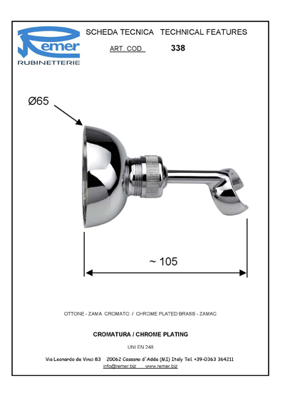 Держатель для душевой лейки настенный shower cr хром remer