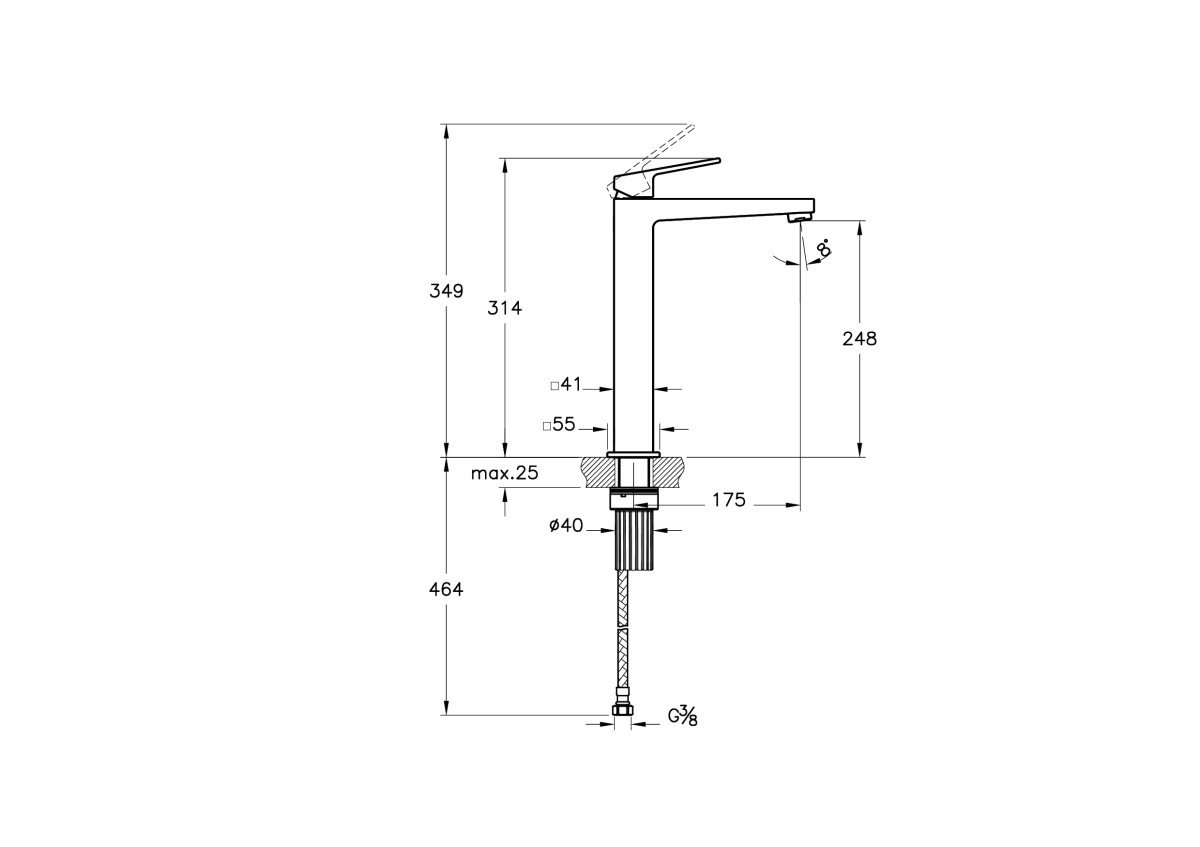 Смеситель для раковины-чаши VitrA Minimax Square A4372436EXP однорычажный матовый черный латунь