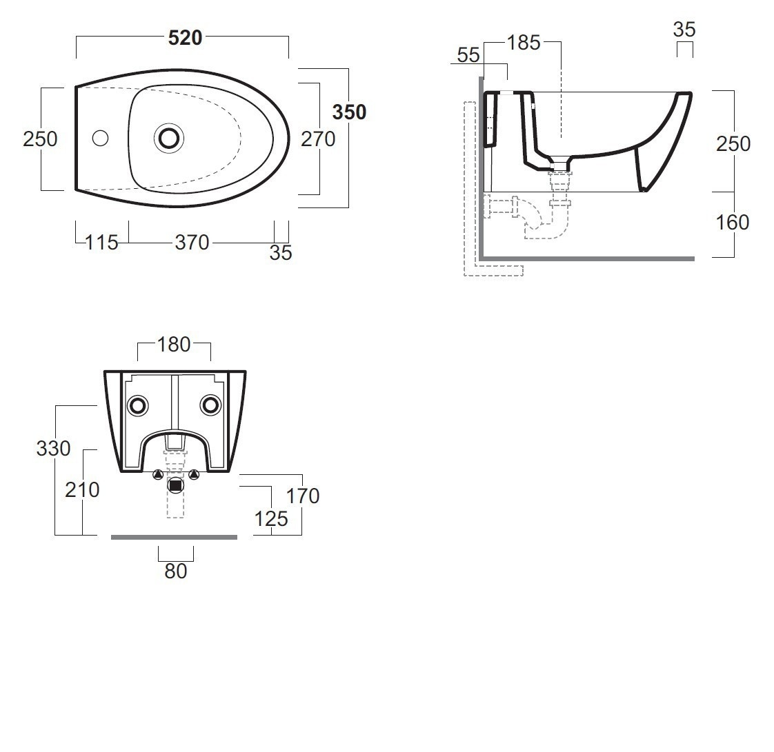 Биде подвесное lft spazio белый глянцевый simas