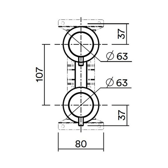 QuadroDesign Source IN047AS Встраиваемая часть смесителя из стены с переключателем на 2 потребителя, цвет brushed stainless steel