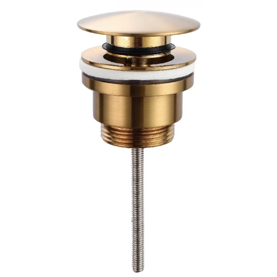 Донный клапан клик-клак ø1¼" для раковин с переливом или без imex vcc014 brushed gold pvd