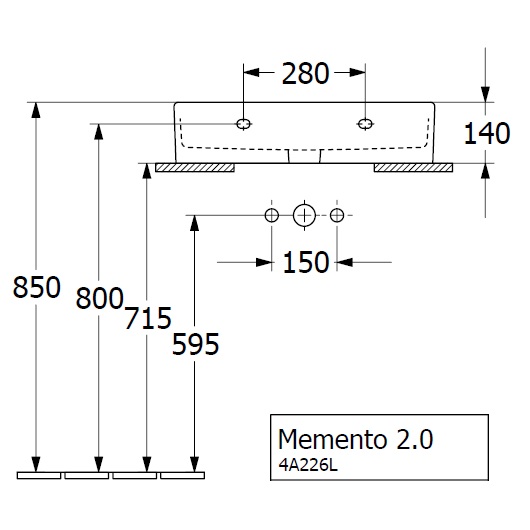 Memento 2.0 Pаковина, 600 x 420 x 135 mm, Pure Black CeramicPlus, без перелива черный матовый
