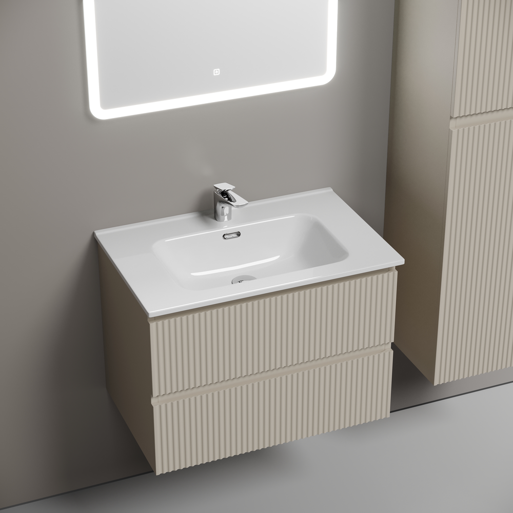Тумба подвесная sancos snob r 690х445х500, c двумя ящиками оснащенными доводчиками, beige soft , арт.snr70ce