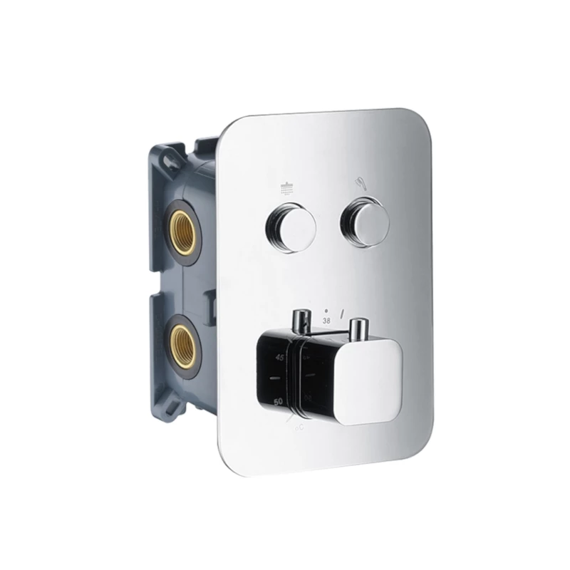 Смеситель термостатический для ванны/душа скрытого монтажа на 2 потребителя с внутренней частью imex ctp02v chrome