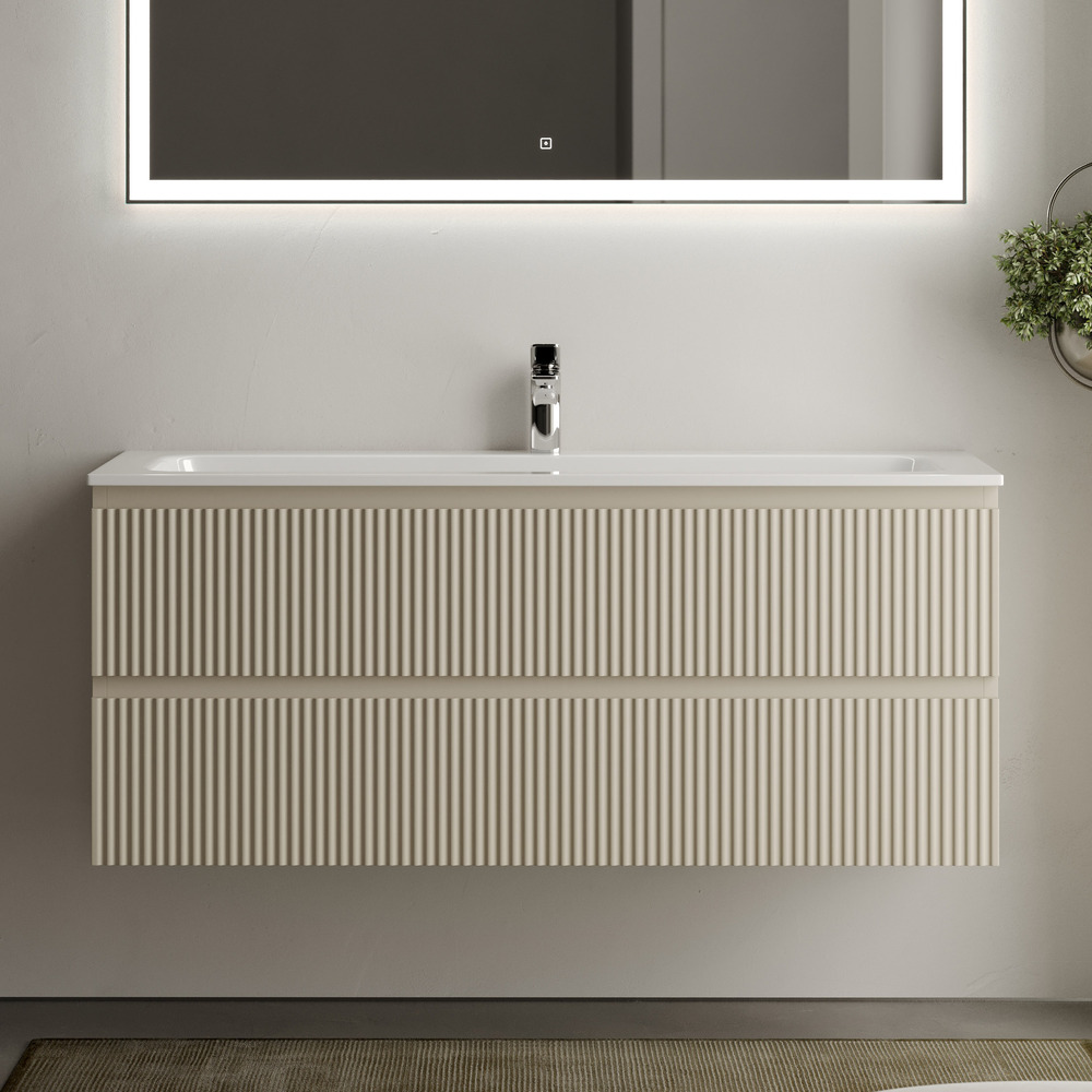 Тумба подвесная sancos snob r 1195х445х500, c двумя ящиками оснащенными доводчиками, beige soft, арт.snr120ce