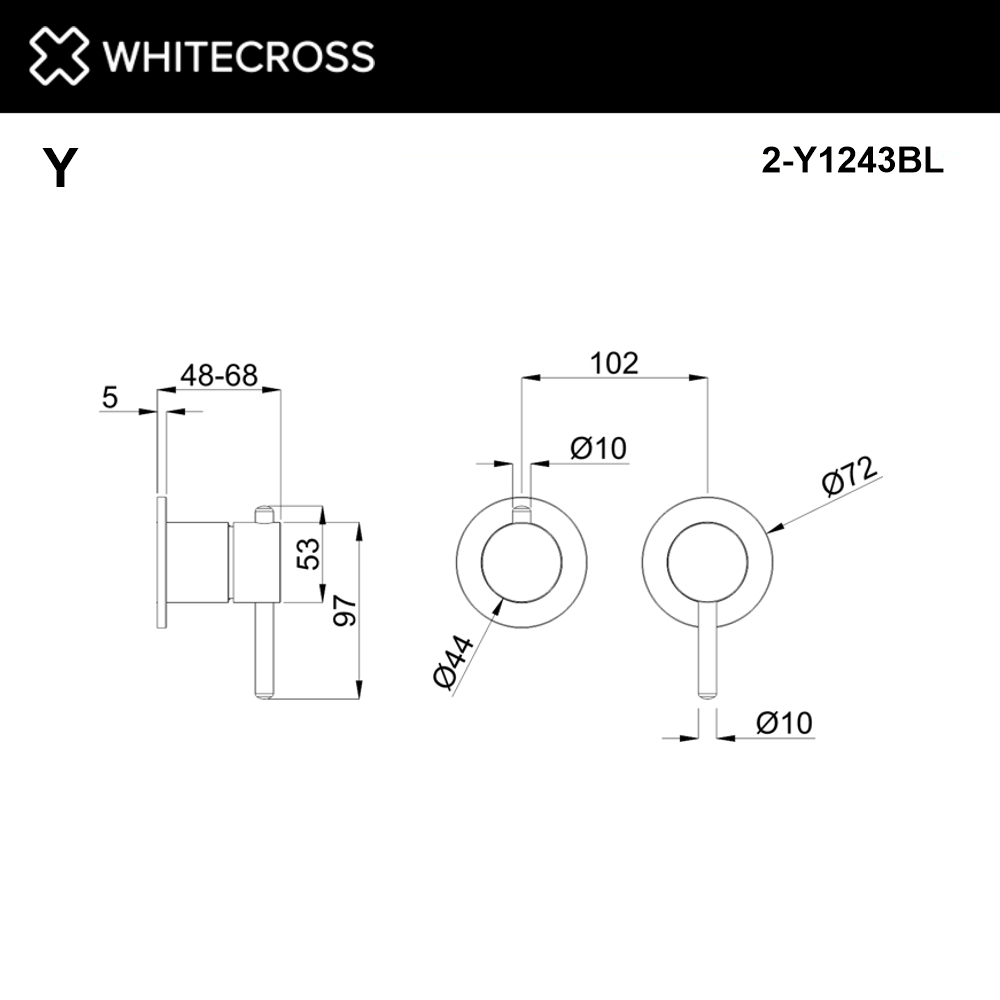 Внешняя часть смесителя на 3 потребителя whitecross y1243bl (черный мат)