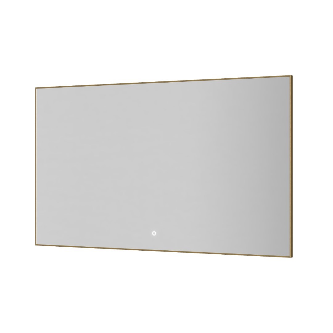 Прямоугольное зеркало , мет. рама, подсв., сенсор, антизапотевание, 120*70 matt gold