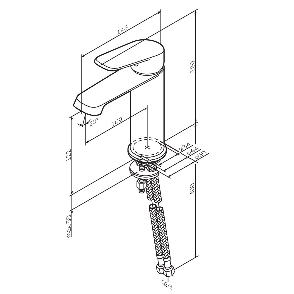 F8F02133 Func, смеситель для умывальника, белый