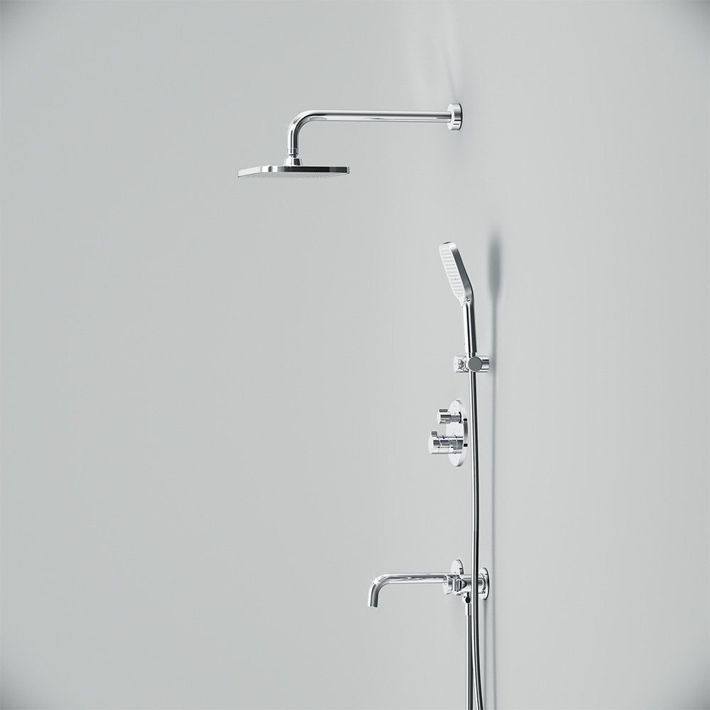 FT85A3RH40 X-Joy, набор: встроеный см-ль с ТМС, излив, прямоуг.верхний душ 300х210мм, ручн.душ, хром