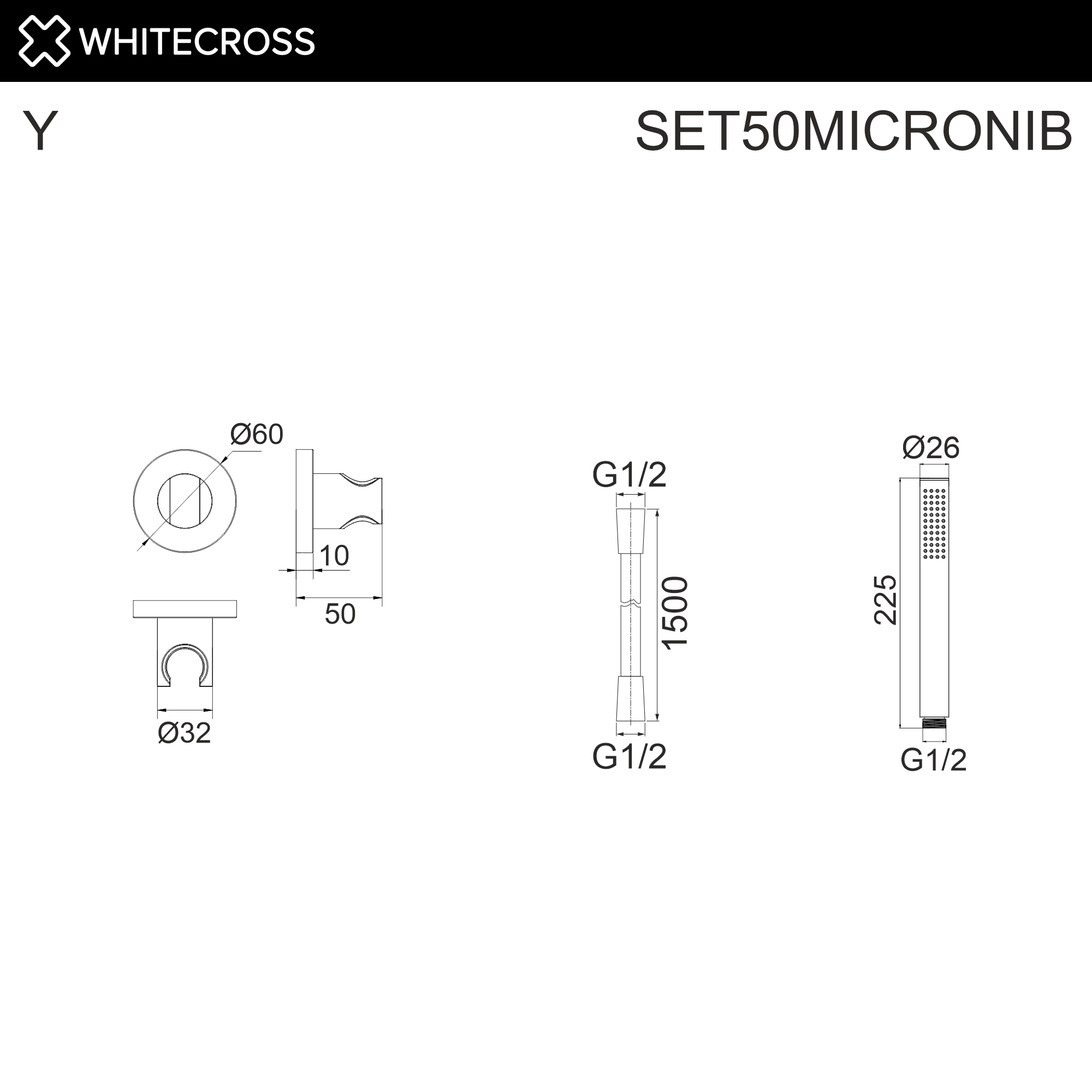 Душевой гарнитур точечный whitecross set50micronib (брашированный никель)