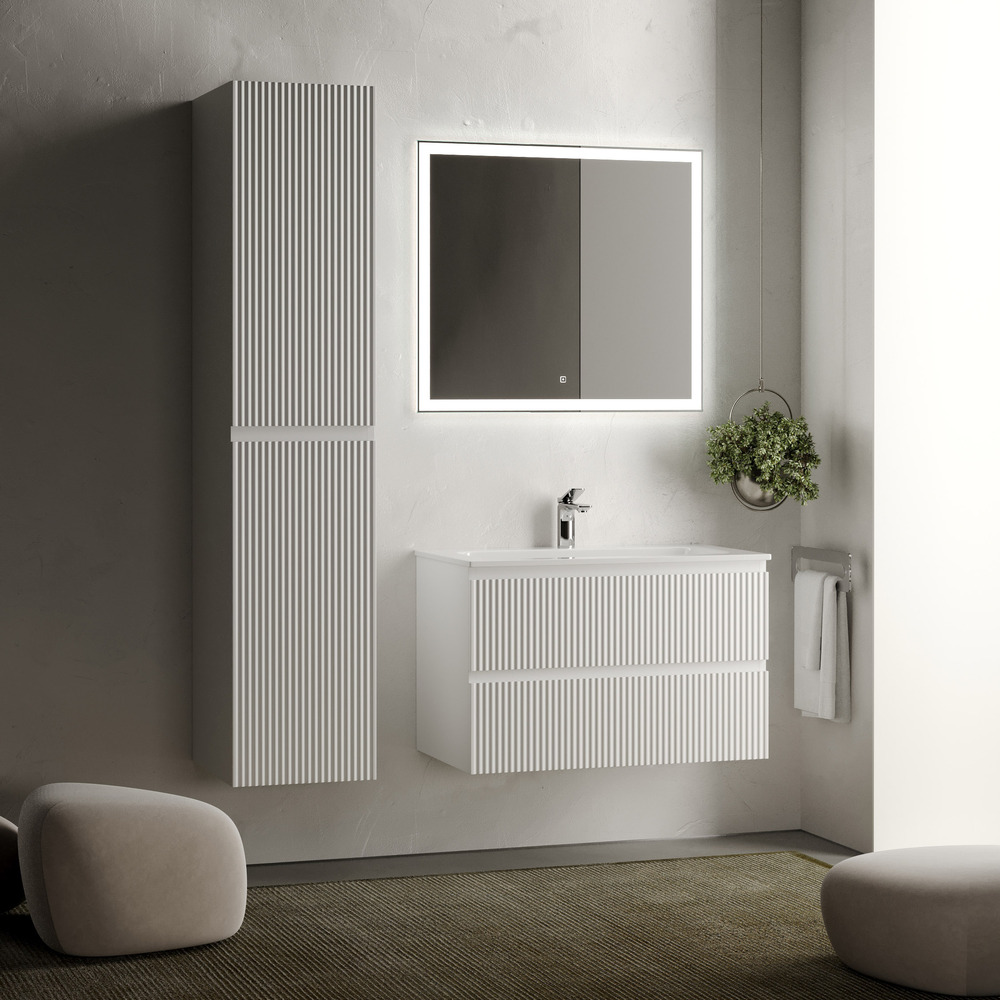 Тумба подвесная sancos snob r 790х445х500, c двумя ящиками оснащенными доводчиками, bianco, арт.snr80w