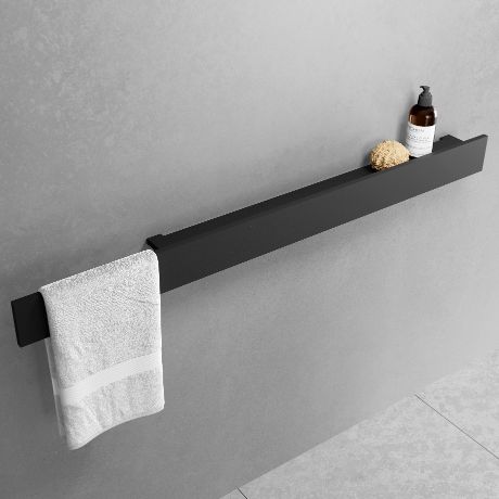 Полка с полотенцедержателем 120 см novellini frame r90akfmma3120-h, цвет black matt