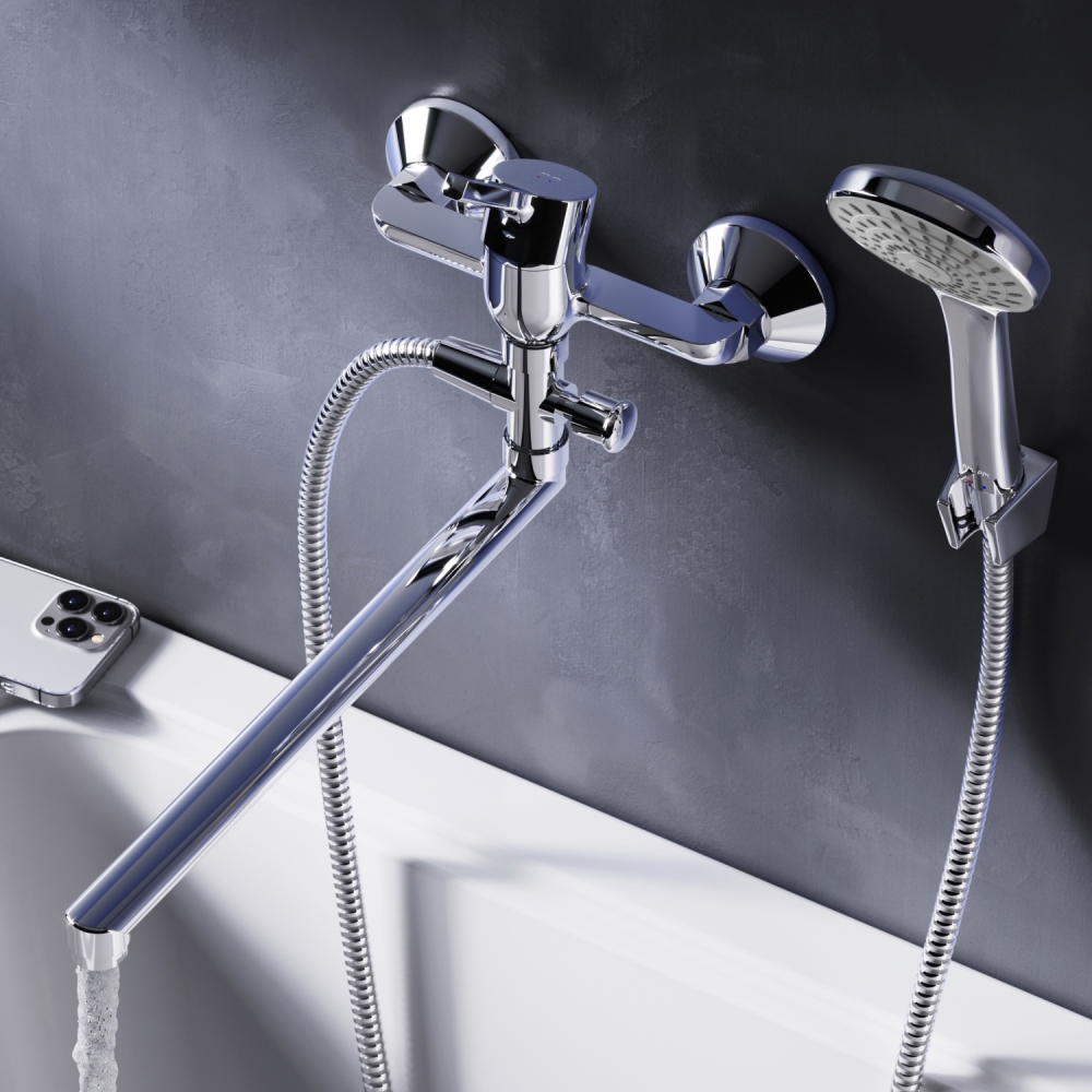 F85B90100 X-Joy S, смеситель д/ванны/душа, излив 325 мм, душевой набор, хром, шт