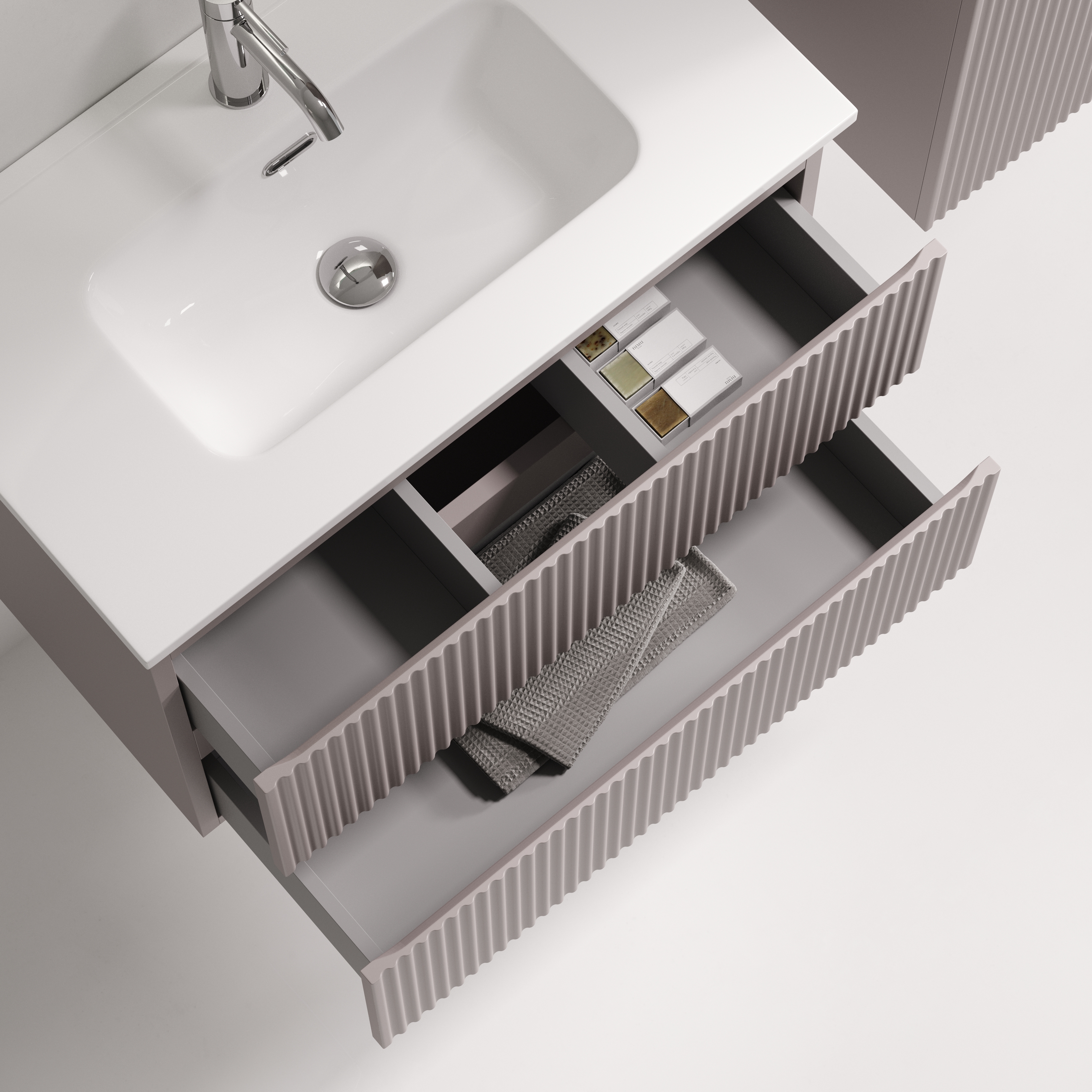 Тумба подвесная SANCOS Snob R 690х390х500, c двумя ящиками оснащенными доводчиками, Doha Soft, арт.SNR70/39SM