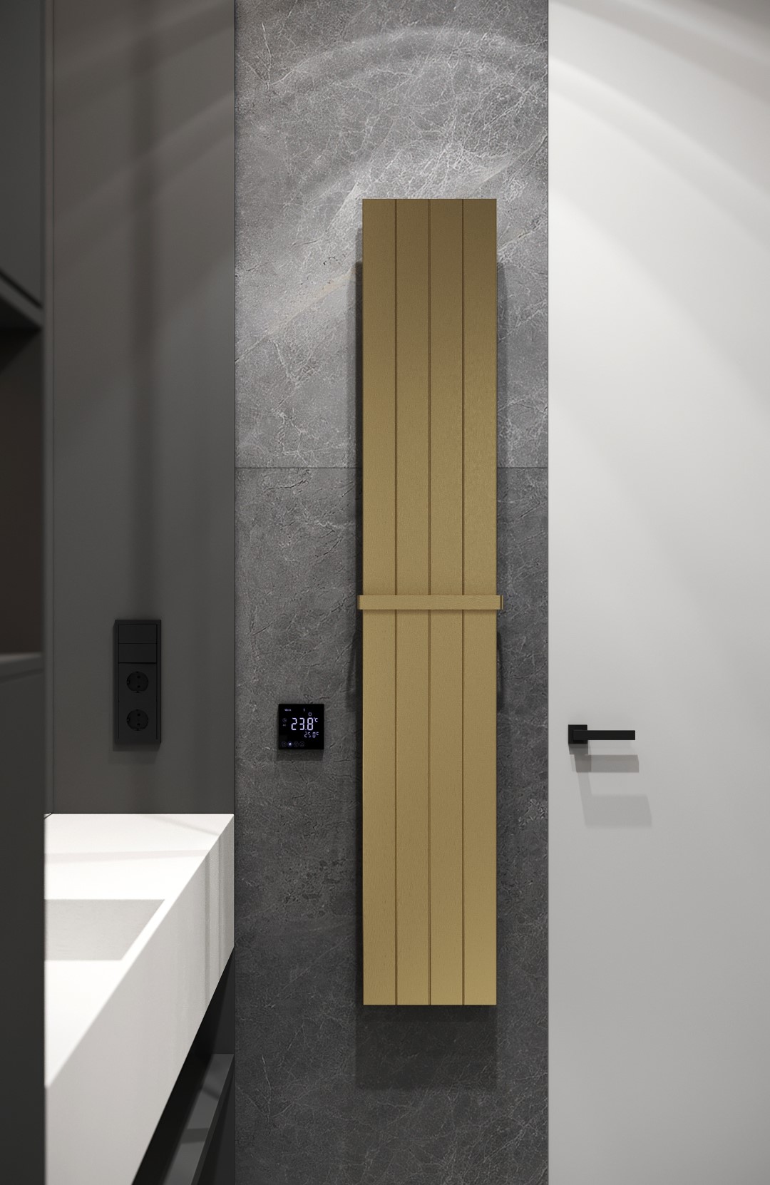 Полотенцесушитель электрический matt gold 250 x 87 x 1500 мм. 725-mg boheme