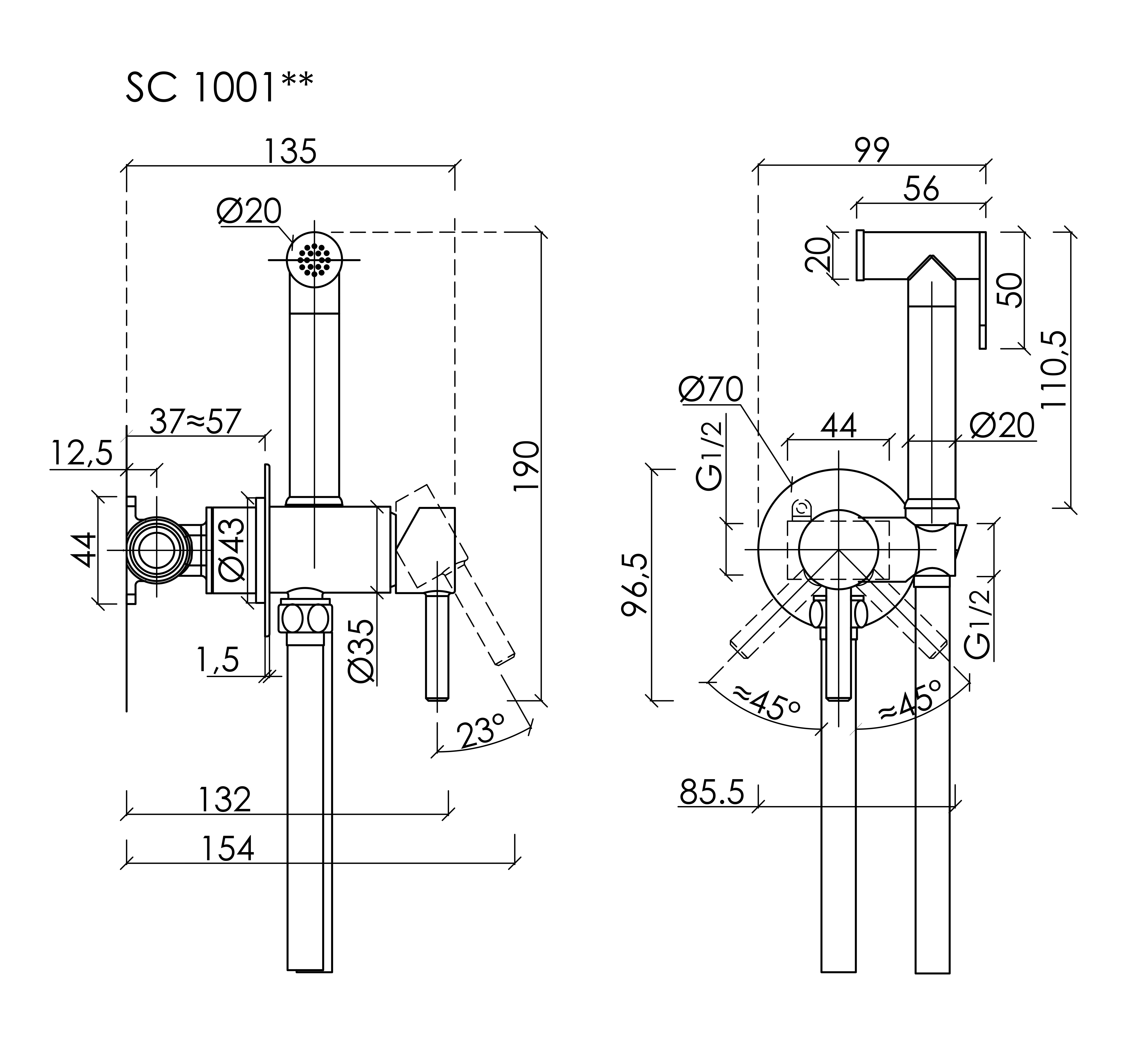 Гигиенический душ sancos start со смесителем, цвет хром глянцевый, арт. sc1001ch