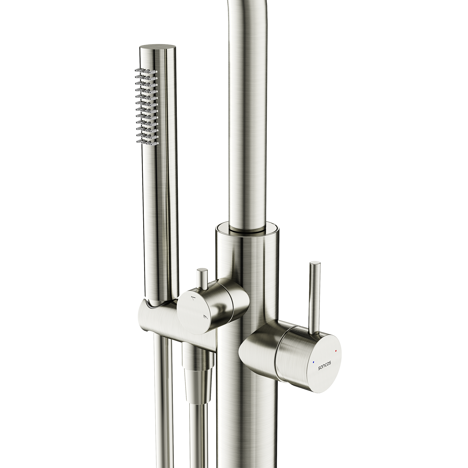 Смеситель для ванны напольный SANCOS Etna, брашированный никель, PVD покрытие, арт. SC9009BN