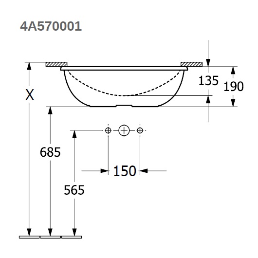 Loop & Friends Раковина для установки под столешницу, 540 x 340 x 190 mm, Альпийский белый, с переливом (прямоугольная) замена арт 61630001