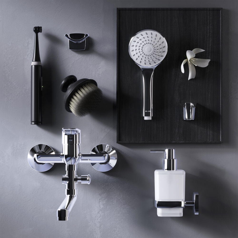 F90A90100 Gem, смеситель д/ванны/душа, излив 325 мм, душевой набор, хром, шт