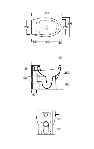 Унитаз напольный приставной lft spazio 530x350x420 белый глянцевый simas