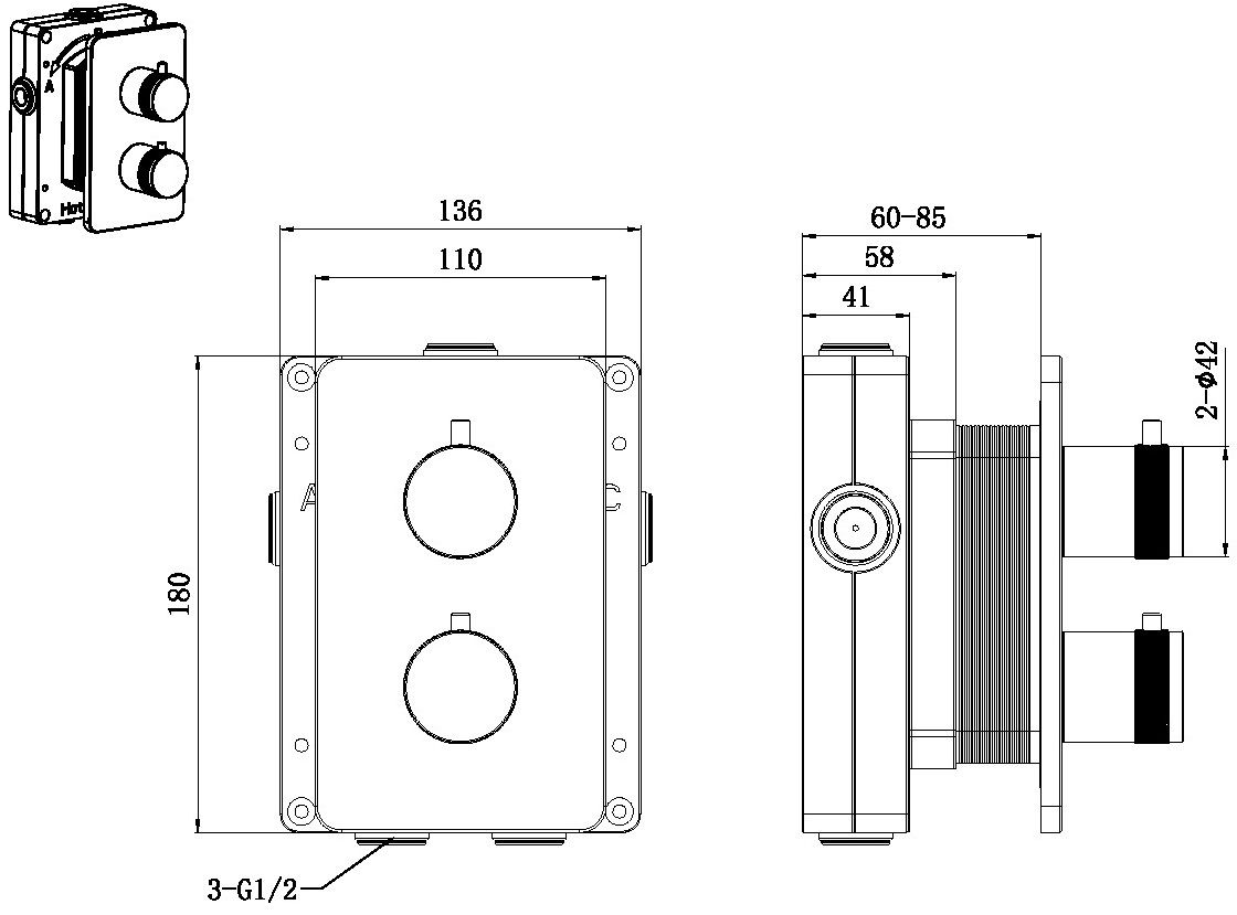 Смеситель для ванны Allen Brau Priority 5.31213-00 (с внутренней частью, 2 выхода) хром