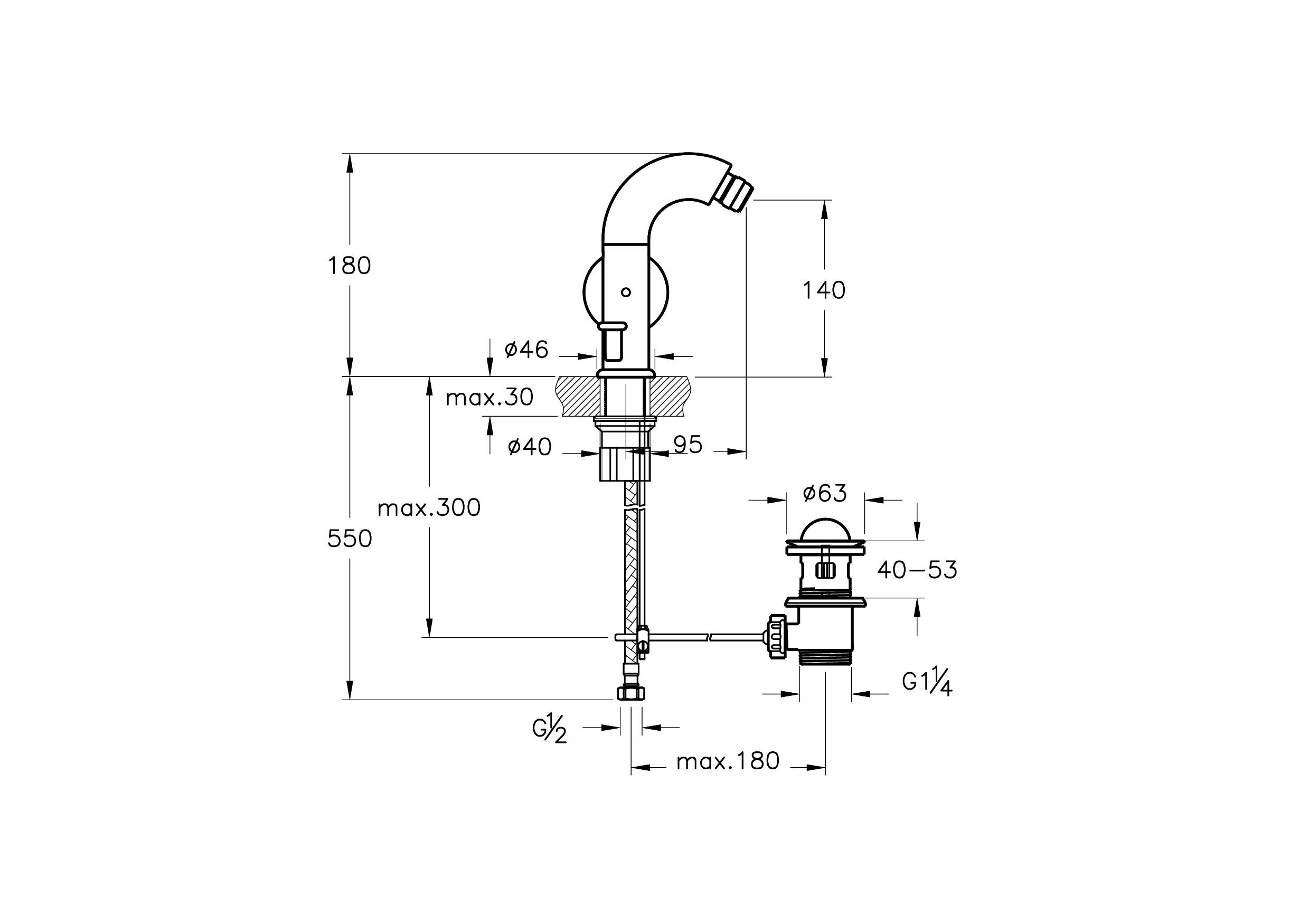 Смеситель для биде liquid с донным клапаном, хром