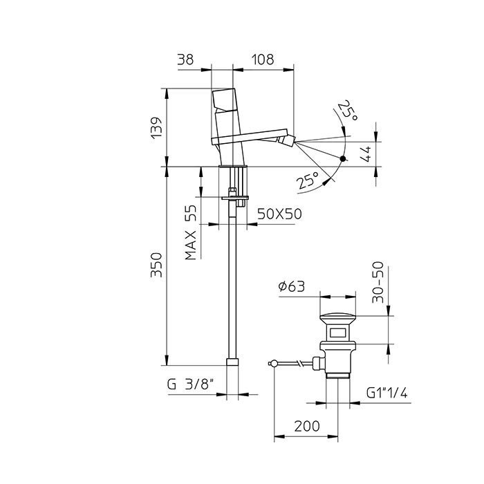 Bossini cube z004401.030 смеситель для биде хром