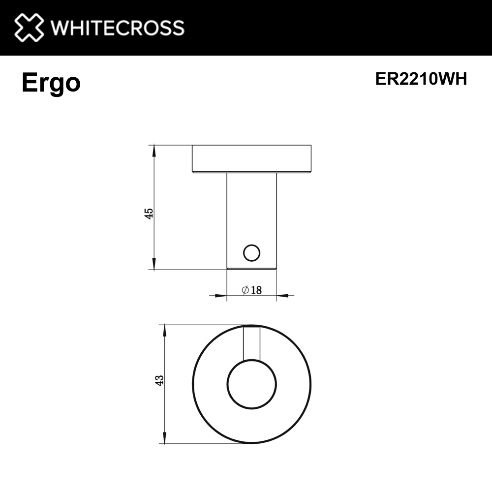 Крючок whitecross ergo er2210wh (белый мат)