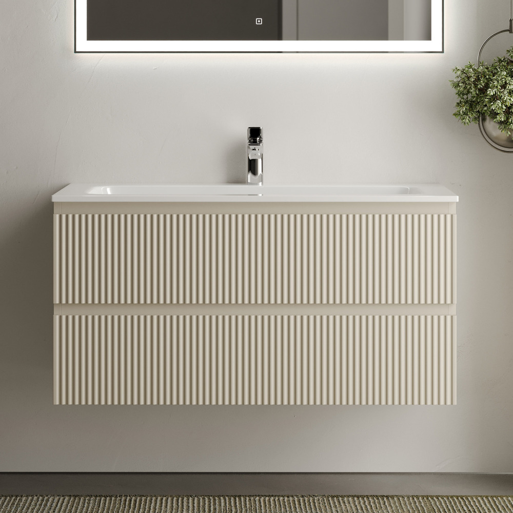 Тумба подвесная sancos snob r 995х445х500, c двумя ящиками оснащенными доводчиками, beige soft , арт.snr100ce