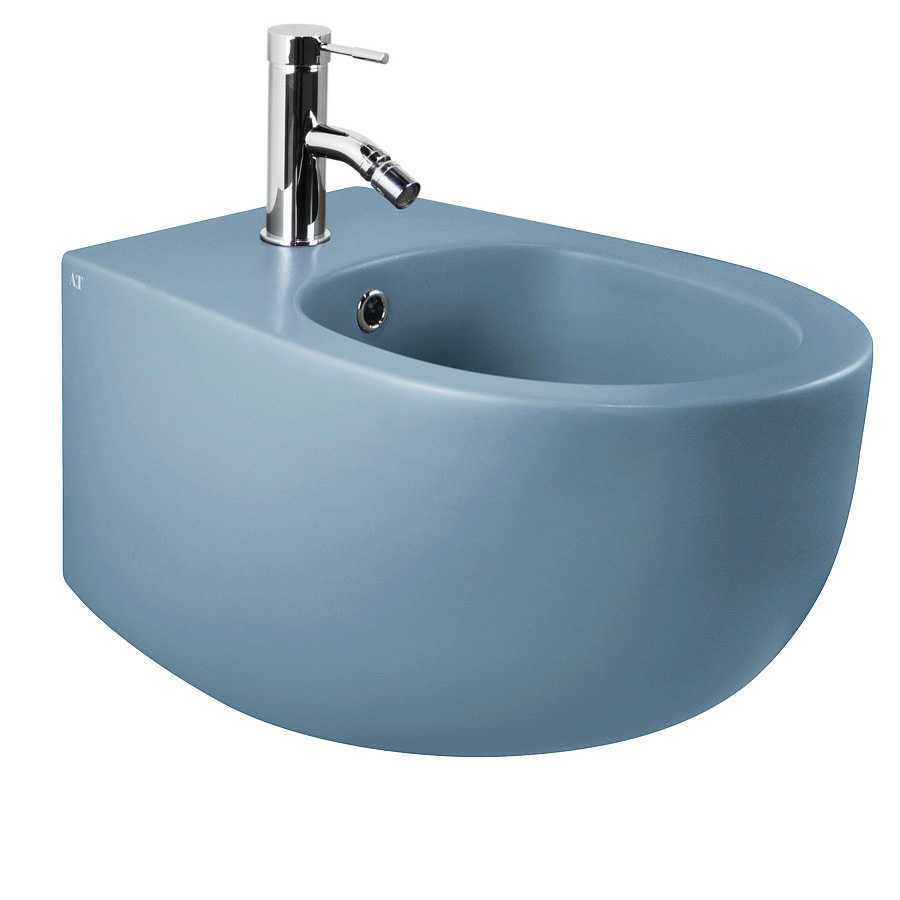 Биде подвесное aet dot 2.0, с креплениями, с 1-м отверстием под смеситель, цвет пастельно-синий матовый s556t1r1v1141