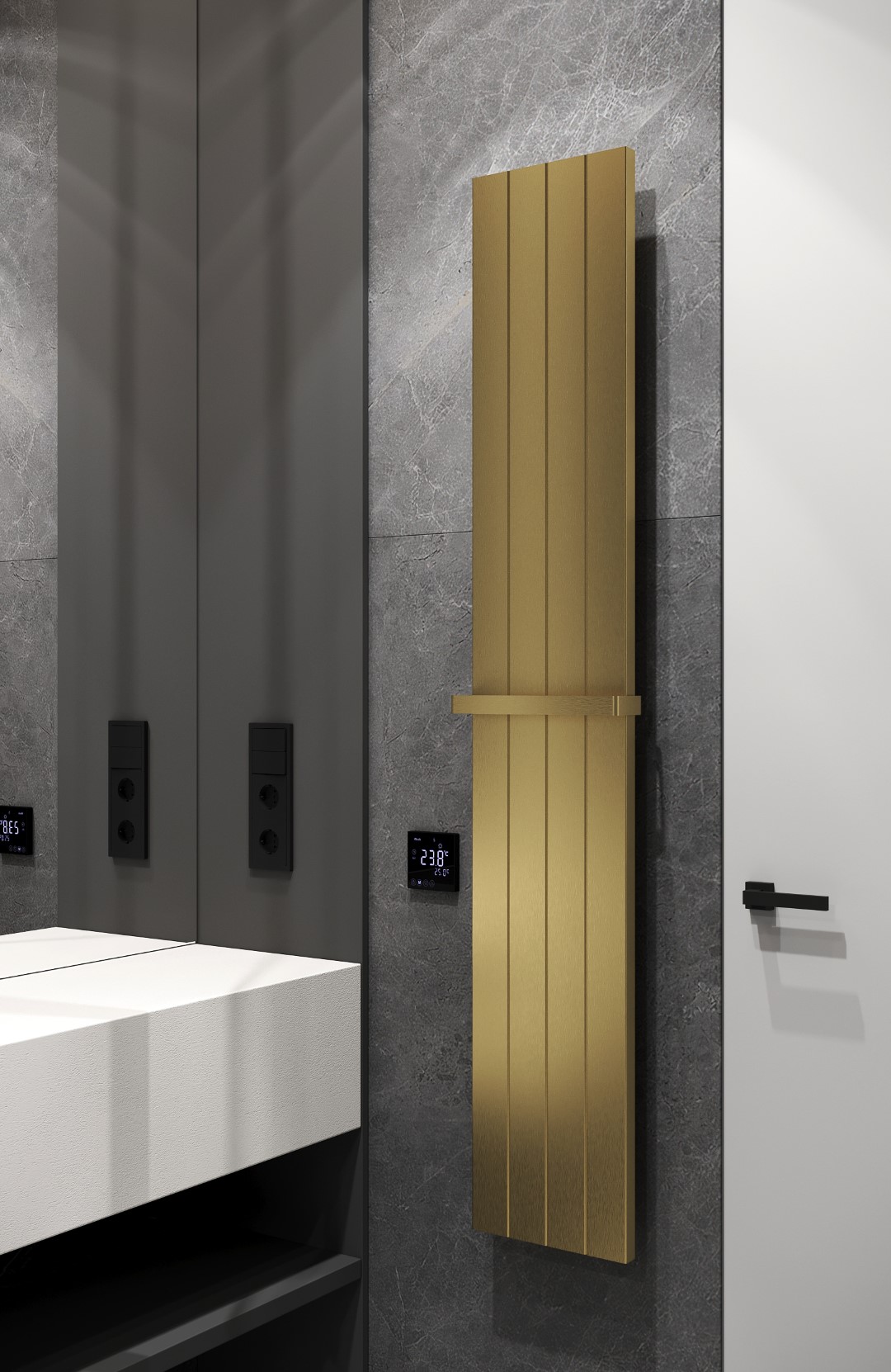 Полотенцесушитель электрический matt gold 250 x 87 x 1500 мм. 725-mg boheme