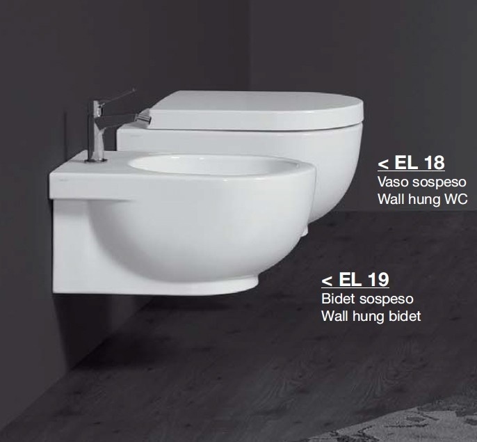 Биде подвесное e-line белый глянцевый simas