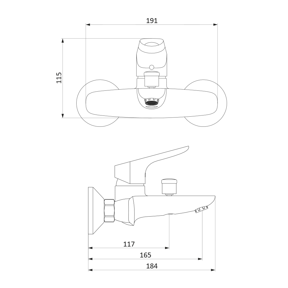 771000301 Jupiter, смеситель для ванны и душа, черный