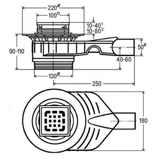 Viega Advantix Top 4914.10 арт. 669195 Душевой трап с декоративной панелью 100*100 мм (хром)