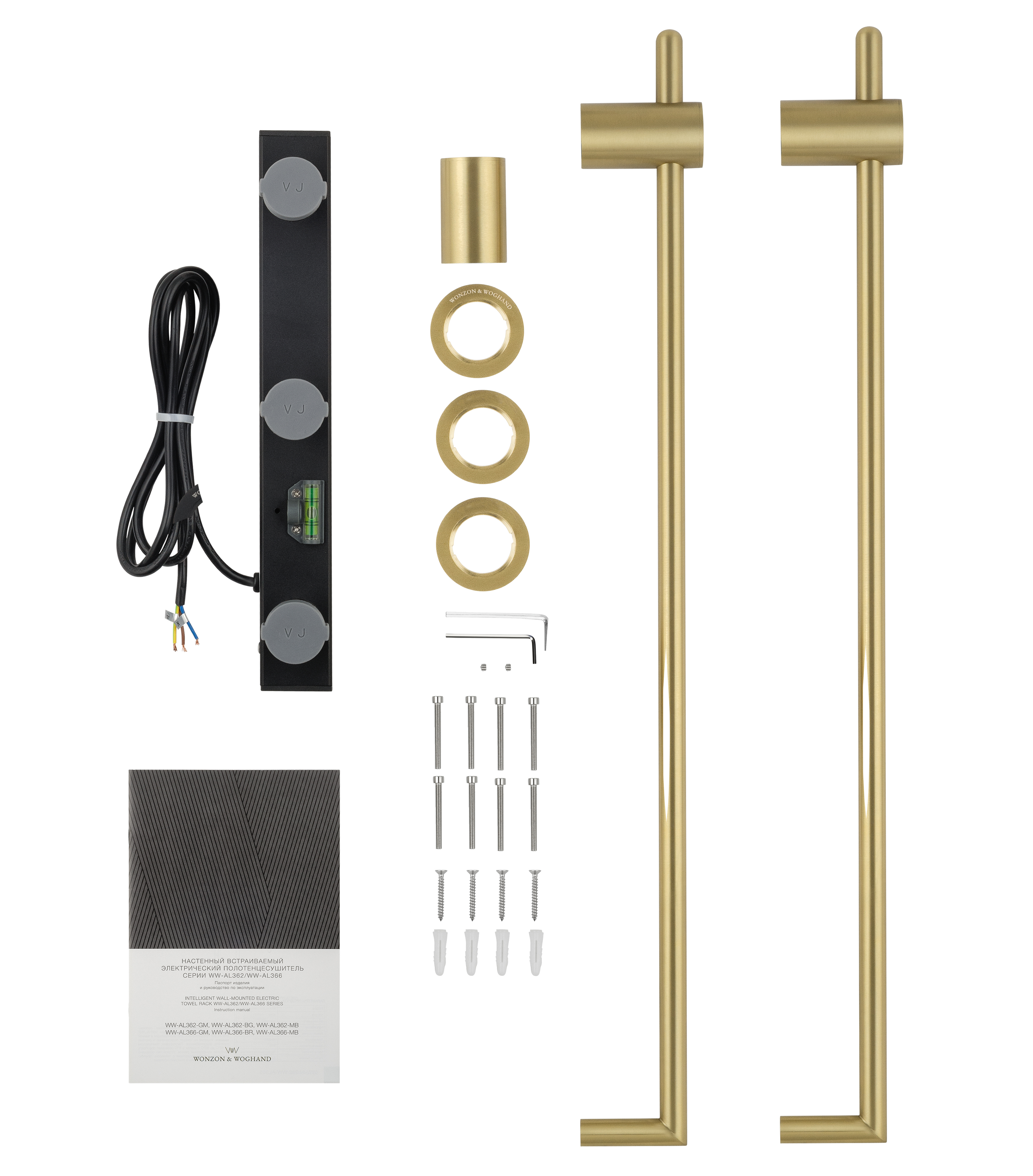 Полотенцесушитель электрический встраиваемый wonzon & woghand leipzig, брашированное золото (ww-al3621-bg)