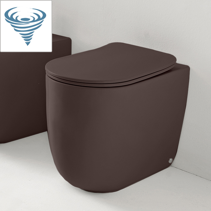 Kerasan nolita унитаз безободковый пристенный 55х35 см, tornado, с креплениями wb5n, цвет: borgogna matt