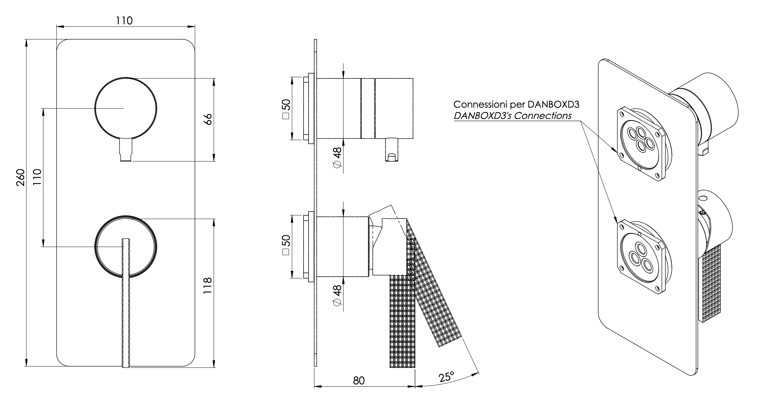 Смеситель для душа daniel club anc612d3kbdo, золото глянцевое