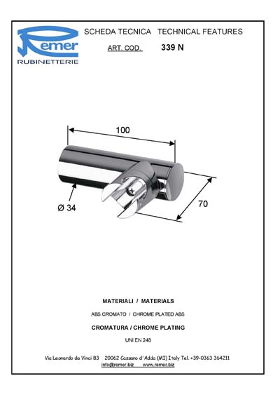 Держатель для душевой лейки cr хром remer