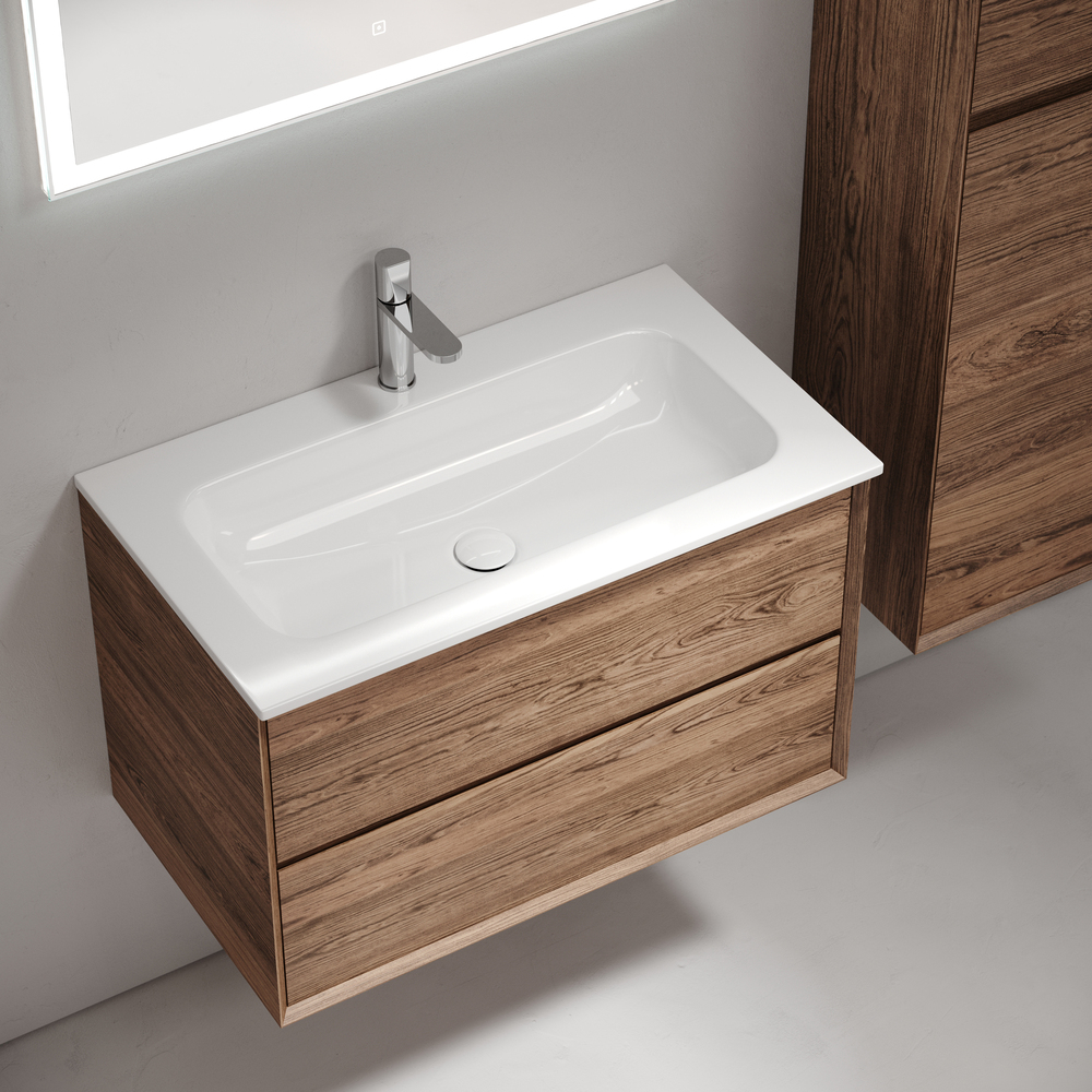 Тумба подвесная sancos marmi 2.0 790х445х520 c двумя ящиками оснащенными доводчиками скрытого монтажа, цвет дуб чарльстон, арт.mr2.080ech